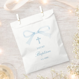 Bolsa De Papel Bautizo de lazo azul acuarela