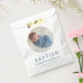 Bolsa De Papel Bautizo de Niño con Foto Elegante
