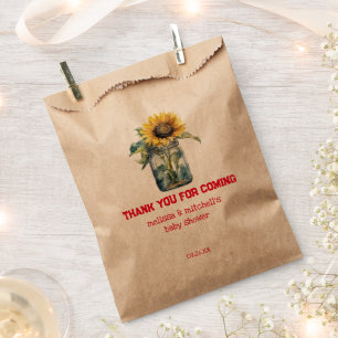 Bolsa De Papel BBQ Baby Shower Gasolina de girasol tarro gracias
