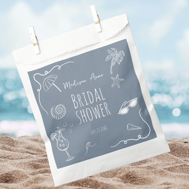 Bolsa De Papel Beach Doodle Illustrations Bridal Shower (Subido por el creador)