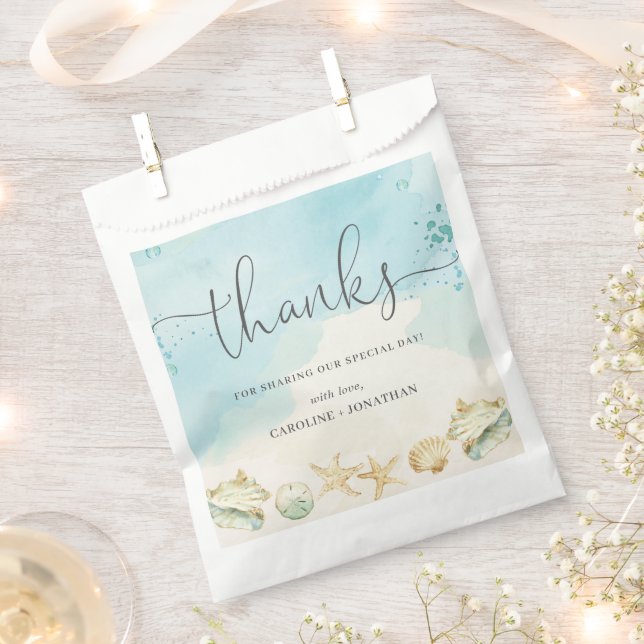 Bolsa De Papel Beach Ocean Destination Wedding Thank You  (Cortado)