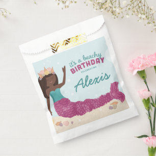 Bolsa De Papel Beachday Mermaid Favor Box Pink Verde azulado