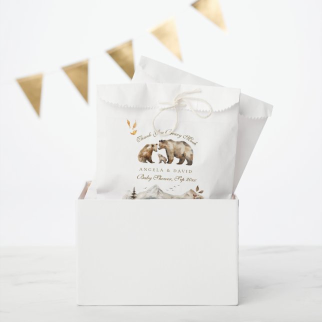 Bolsa De Papel Bear Adventure Fall Mountain Neutral Baby Shower (Fiesta)