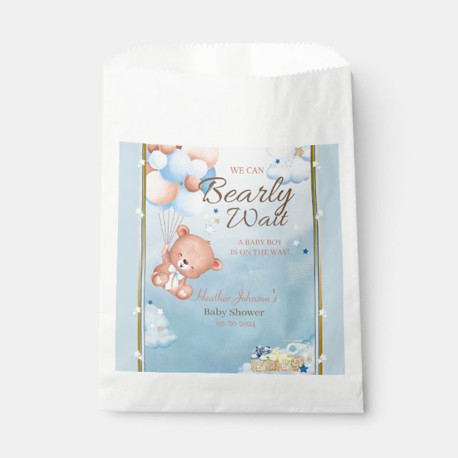 Bolsa De Papel Bear Baby Shower Boy (Anverso)