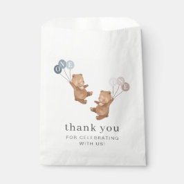 Bolsa De Papel Bear Boy Chicas gemelos - 1er cumpleaños -