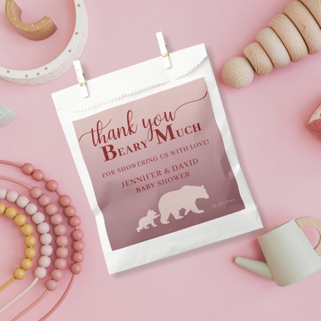 Bolsa De Papel Bearly Wait Chica Baby Shower Woodland Rustic Pink (Subido por el creador)
