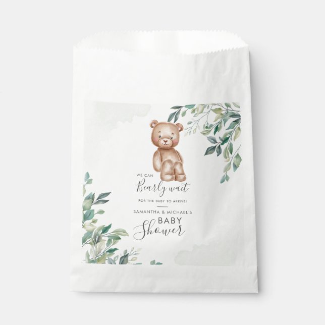 Bolsa De Papel Bearly Wait Eucalyptus deja a las parejas Baby Sho (Anverso)