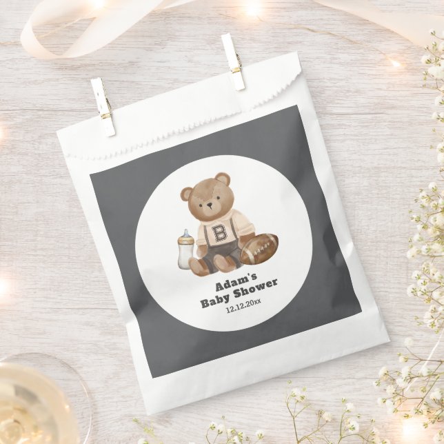 Bolsa De Papel Bearly Wait Football Sport Boy Baby Shower  (Cortado)