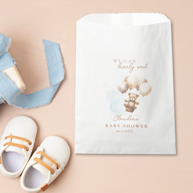 Bolsa De Papel Bearly Wait Neutral Baby Shower (Bearly Wait Baby Shower Favor Bag)