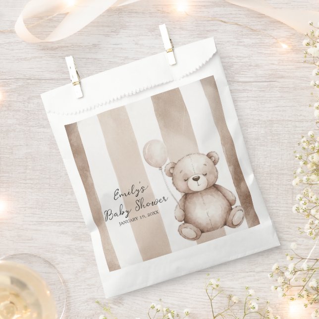 Bolsa De Papel Bearly Wait Neutral Teddy Baby Shower (Cortado)