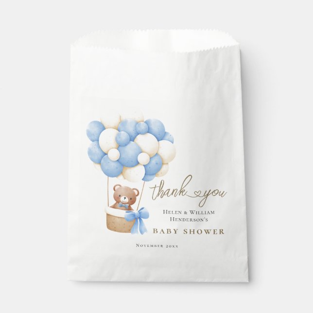 Bolsa De Papel Bearly Wait Teddy Bear Blue Balloons (Anverso)