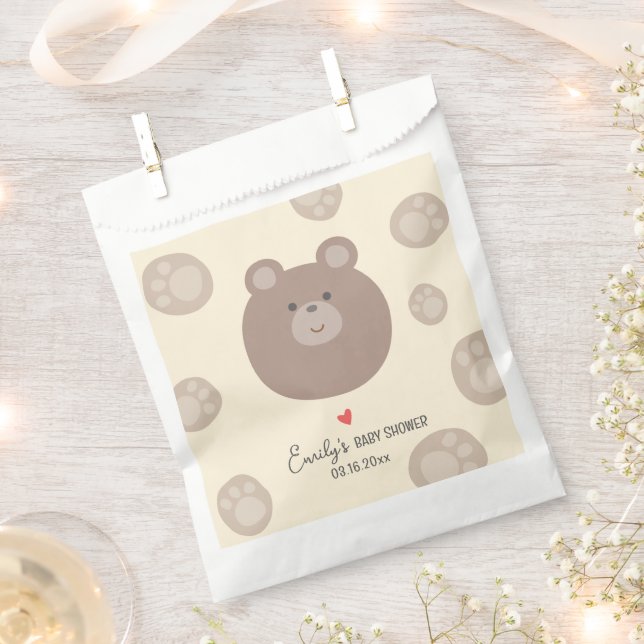Bolsa De Papel Beary Cute Brown Teddy Bear Cub Boy Baby Shower (Cortado)