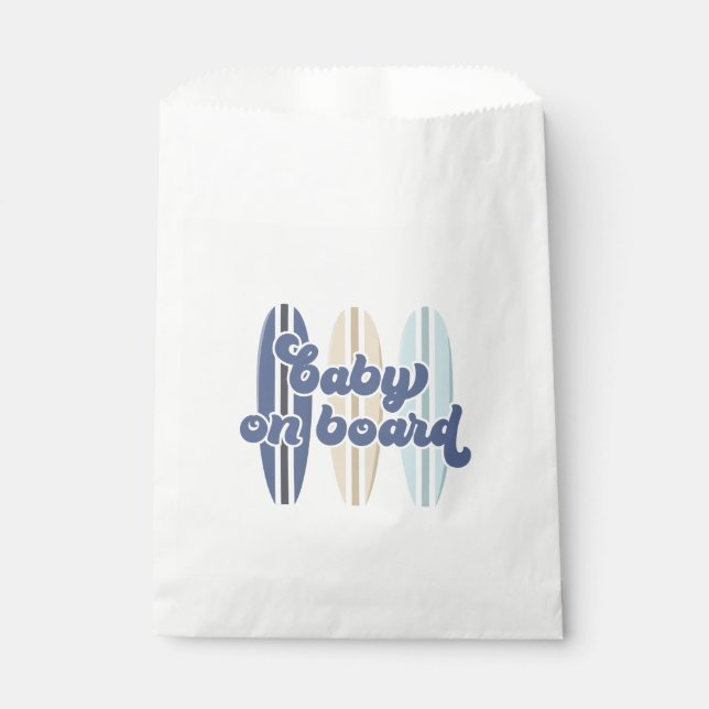 Bolsa De Papel Bebé a bordo de Surfboard Beach Baby Shower (Anverso)