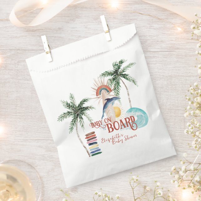 Bolsa De Papel Bebé a bordo | Retro Summer Surf Baby Shower (Cortado)