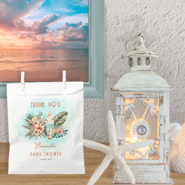 Bolsa De Papel Bebé a bordo Surf Tropical Neutral Baby Shower (Subido por el creador)