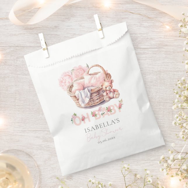 Bolsa De Papel Bebé Cesta Floral Elegante Baby Shower (Cortado)
