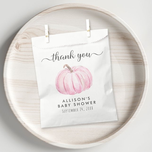 Bolsa De Papel Bebé Chica Ducha Calabaza Rosa Gracias (Subido por el creador)