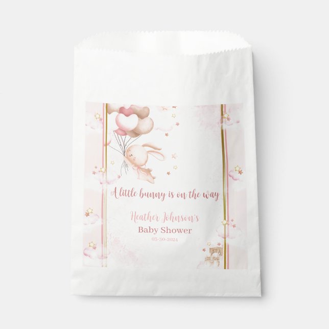Bolsa De Papel Bebé Conejo Niña Fiesta de Bienvenida (Anverso)