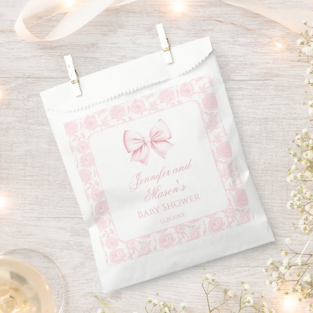 Bolsa De Papel Bebé de arco rosa lindo ducha gracias (Cortado)