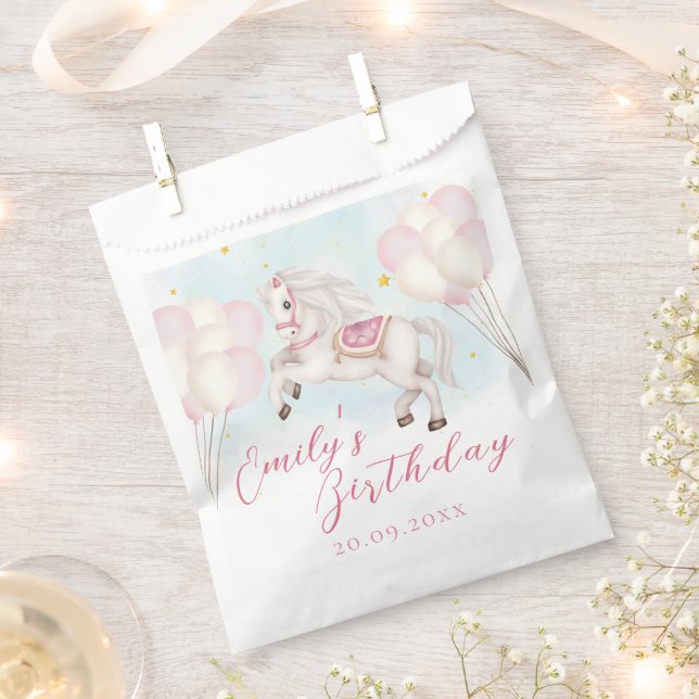Bolsa De Papel Bebé de cuento de hadas estrella de globos rosados (Cortado)