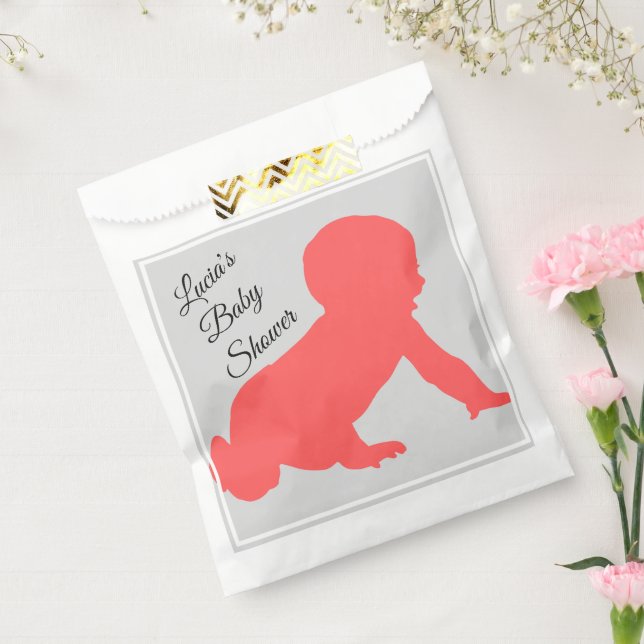 Bolsa De Papel Bebé de rastreo rosa - Baby Shower - (Sellado)