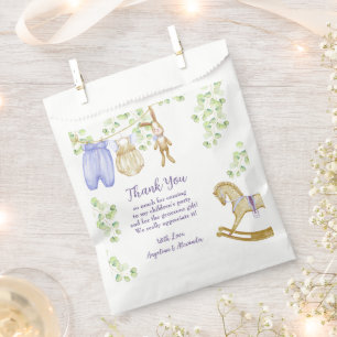 Bolsa De Papel Bebé ducha Favor Bags con un patrón encantador.