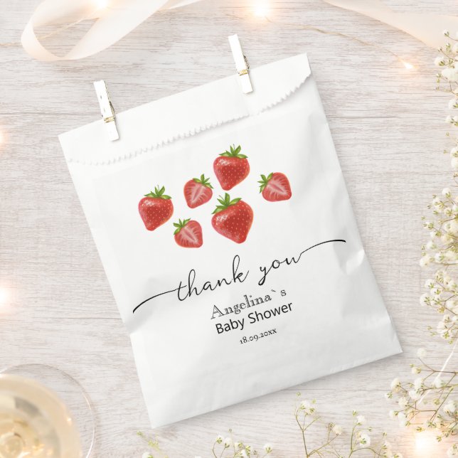 Bolsa De Papel Bebé ducha Favor Bags Sweet Strawberries (Cortado)