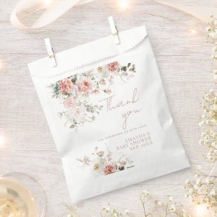 Bolsa De Papel Bebé en Baby Shower, Chica floral de rosas rosadas