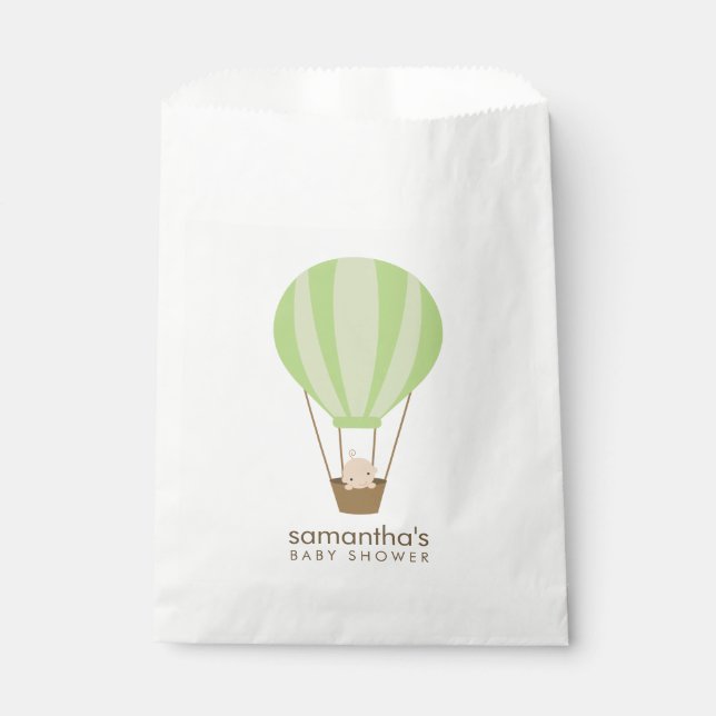 Bolsa De Papel Bebé en Baby Shower con globo verde (Anverso)