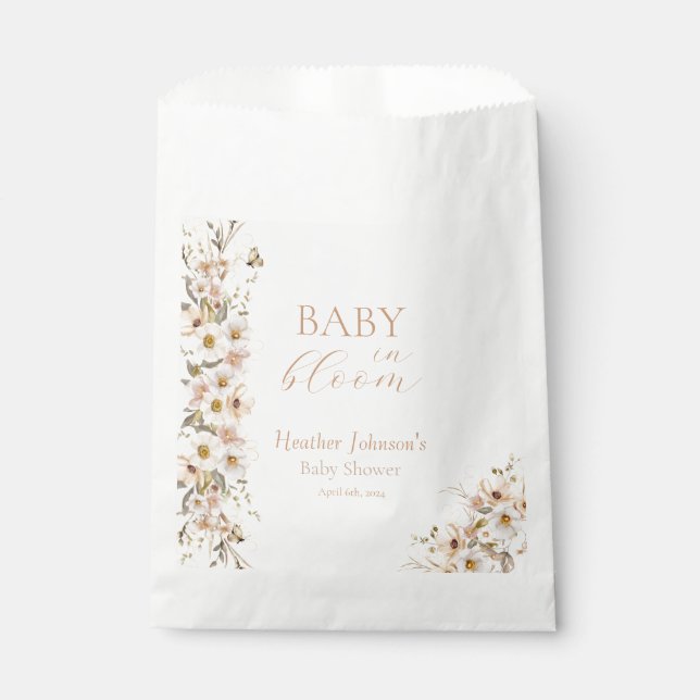 Bolsa De Papel Bebé En Bloom Boho Neutral Baby Shower (Anverso)
