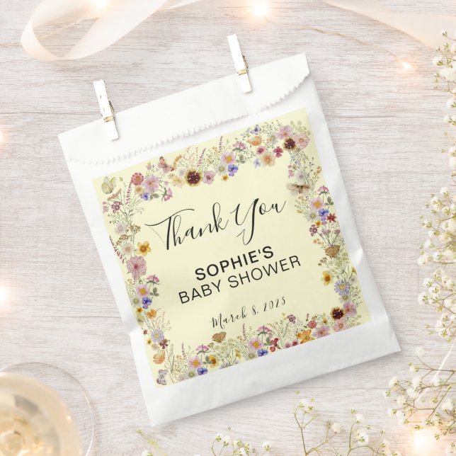 Bolsa De Papel Bebé en Bloom Garden Butterflies Baby Shower (Cortado)