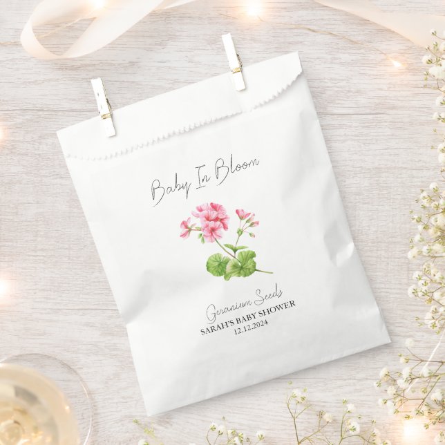 Bolsa De Papel Bebé en Bloom L Geranium Semillas Baby Shower (Cortado)