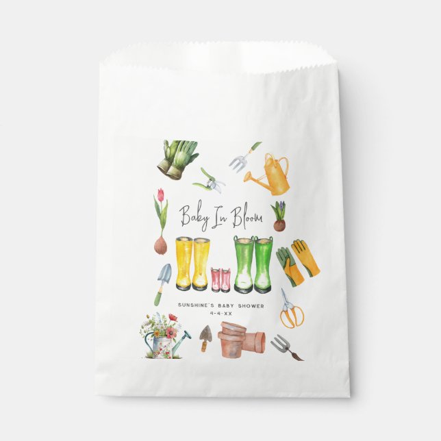 Bolsa De Papel Bebé En Bloom Lluvia Rosa Boots Gardening (Anverso)