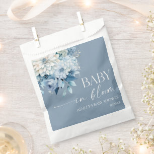 Bolsa De Papel Bebé En Floración Azul Polvoriento Floral Baby Sho