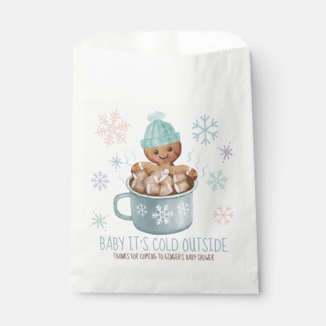 Bolsa De Papel Bebé, es frio, Cocoa Boy Baby Shower (Anverso)
