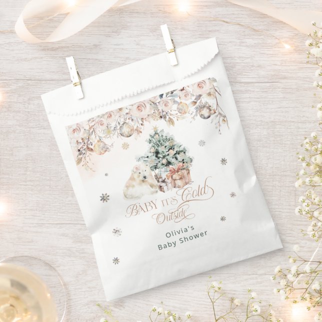 Bolsa De Papel Bebé, está frío fuera del Baby Shower del oso pola (Cortado)