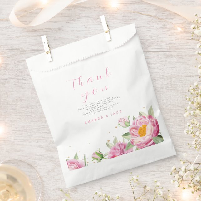 Bolsa De Papel Bebé floral rosa chica en baño de ducha (Cortado)