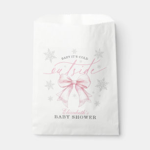Bolsa De Papel Bebé hace frío afuera lazo rosa baby shower de inv