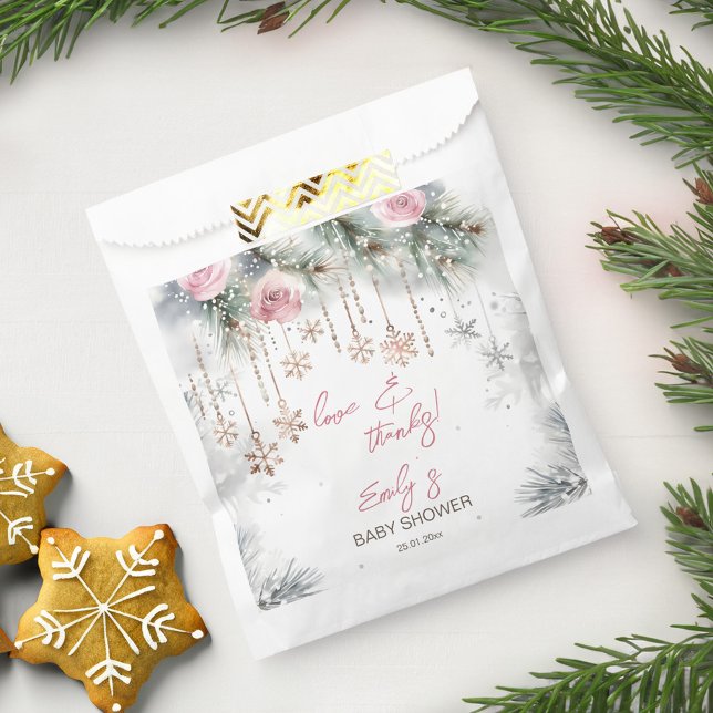 Bolsa De Papel Bebé, hace frío fuera de la ducha de bebé de invie (Baby it's cold outside winter wonderland baby shower favor bag personalized favor bag )