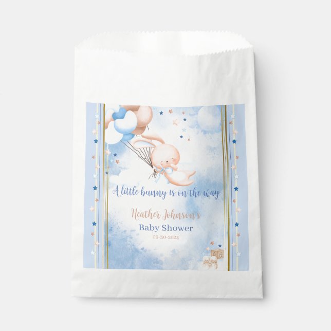Bolsa De Papel Bebé Niño Conejo Fiesta de Revelación (Anverso)
