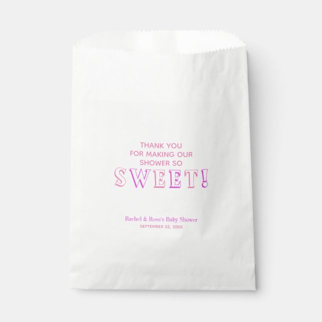 Bolsa De Papel Bebé Rosa Chica Ducha Dulce Candy Buffet (Anverso)