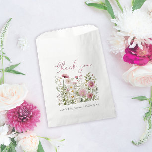 Bolsa De Papel Bebé Rosa en Flor Floral Baby Shower de Flores Sil