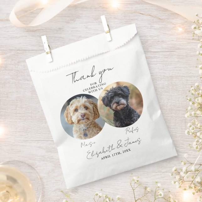 Bolsa De Papel Bebidas a cargo nuestro perro mascota 2 foto boda (Cortado)