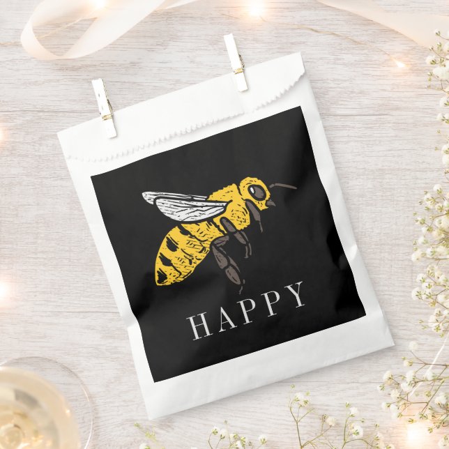 Bolsa De Papel Bee Happy Personalizado Insect Ilustracion (Cortado)