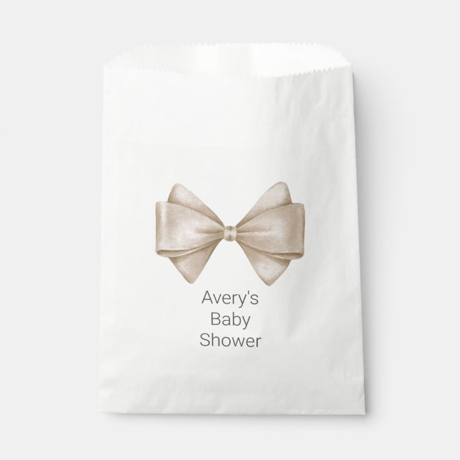 Bolsa De Papel Beige Bow Modern Boho Baby Shower (Anverso)