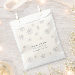 Bolsa De Papel Beige Minimal Boho Winter Snowflake Baby Shower