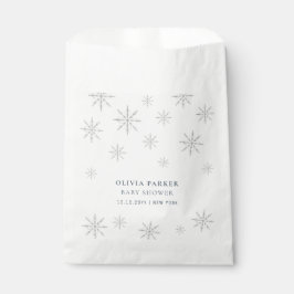 Bolsa De Papel Beige Minimal Boho Winter Snowflake Baby Shower