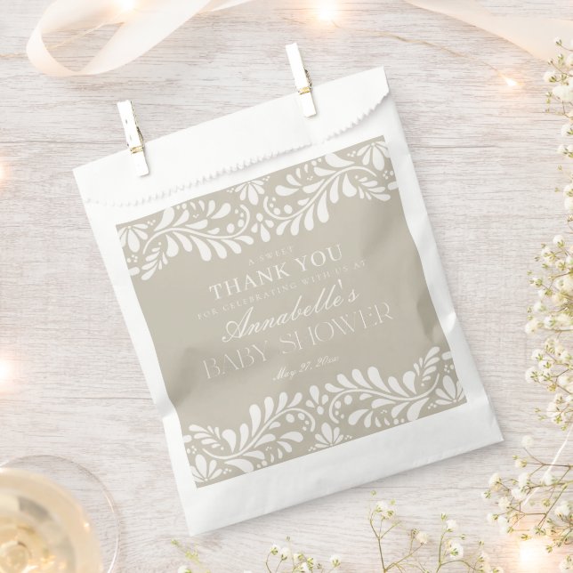 Bolsa De Papel Beige Talavera Tile Fiesta postre Baby Shower (Cortado)