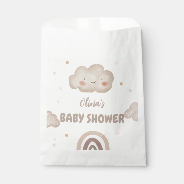 Bolsa De Papel Beige Watercolor Baby Shower (Anverso)