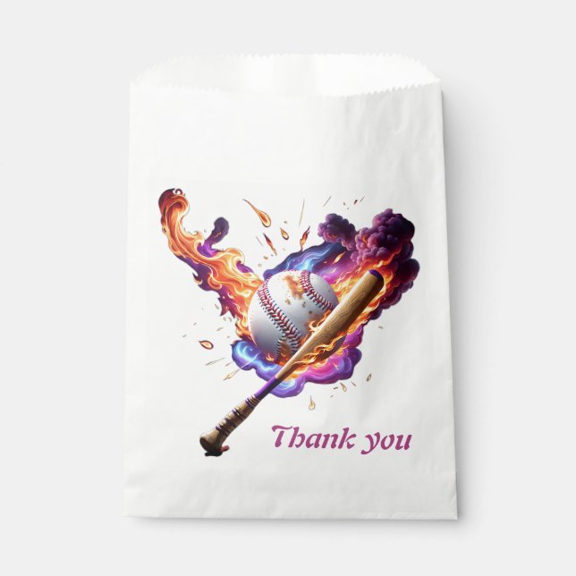 Bolsa De Papel Béisbol en llamas. (Anverso)